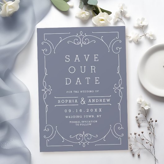 Save The Date Mariage moderne moderne gris élégant classique enr