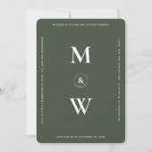 Save The Date Mariage moderne Monogramme Moss Vert Simple (Devant)