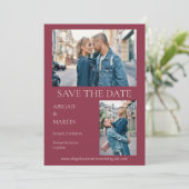 Save The Date Mariage moderne Mulberry Burgundy 2 Photo (Debout devant)