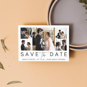 Save The Date Mariage Moderne Multi Collage de Photos