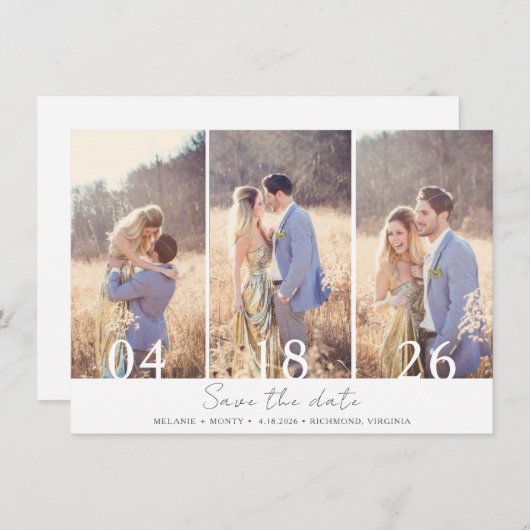 Save The Date Mariage moderne multi-photo Enregistrer la date (Devant / Derrière)