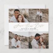 Save The Date Mariage moderne multi photo typographie or script (Devant)