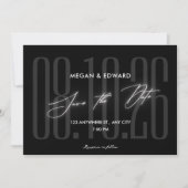 Save The Date Mariage moderne noir (Devant)