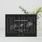 Save The Date Mariage moderne noir (Debout devant)