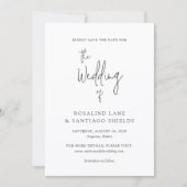 Save The Date Mariage Moderne Noir et Blanc Classique (Devant)