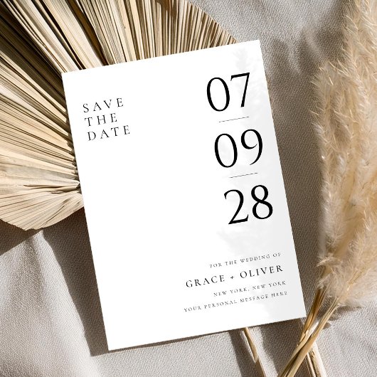Save The Date Mariage moderne noir et blanc élégant