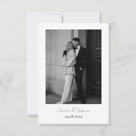 Save The Date Mariage moderne noir et blanc Enregistrer la date (Dos)
