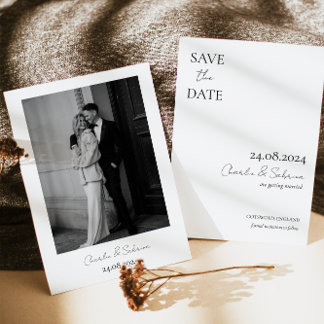 Save The Date Mariage moderne noir et blanc Enregistrer la date
