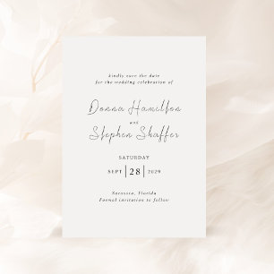 Save The Date Mariage moderne noir et blanc propre