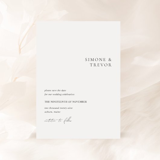 Save The Date Mariage Moderne Noir et Blanc Propre