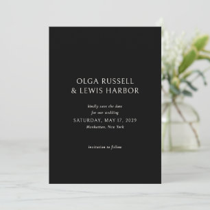 Save The Date Mariage Moderne Noir Simple