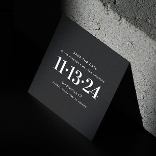 Save The Date Mariage Moderne Noir. Typographie Simple Minimalis