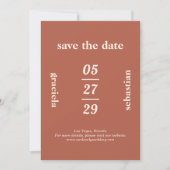 Save The Date Mariage Moderne Orange Brûlé Typographique Gras (Devant)