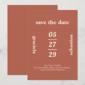 Save The Date Mariage Moderne Orange Brûlé Typographique Gras (Devant / Derrière)