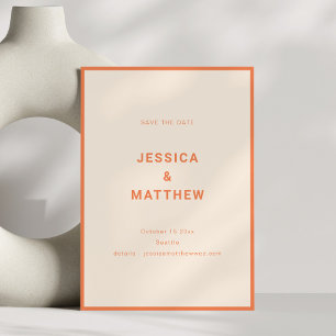 Save The Date Mariage Moderne Orange Typographie Minimaliste