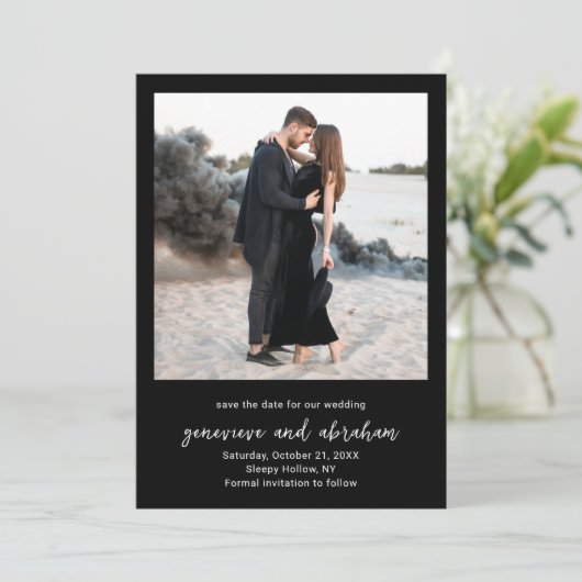 Save The Date Mariage Moderne Photo Noir (Debout devant)