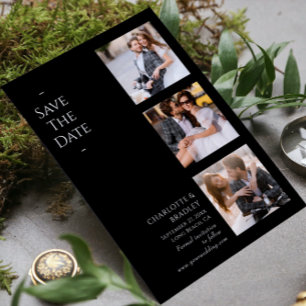 Save The Date Mariage Moderne Photo Noir Blanc Quatre