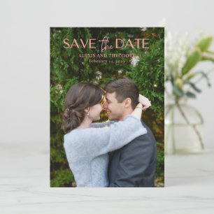 Save The Date Mariage Moderne Photo Rose Élégant