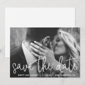 Save The Date Mariage Moderne Photo Simple Écriture Blanche Élég (Devant / Derrière)
