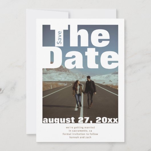 Save The Date Mariage moderne photo simple en gras (Devant)