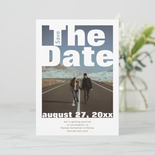 Save The Date Mariage moderne photo simple en gras (Debout devant)