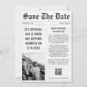 Save The Date Mariage moderne QR Code style journal photo (Devant)