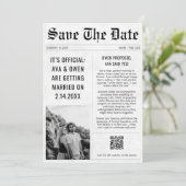 Save The Date Mariage moderne QR Code style journal photo (Debout devant)
