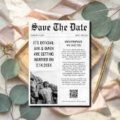 Save The Date Mariage moderne QR Code style journal photo