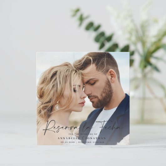 Save The Date Mariage moderne Reserva la Fecha crème noir Enregi (Debout devant)