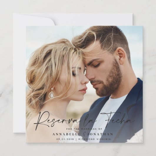 Save The Date Mariage moderne Reserva la Fecha crème noir Enregi (Devant)