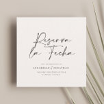 Save The Date Mariage moderne Reserva la Fecha crème noire<br><div class="desc">Typographie moderne classe audacieuse carte mariage Reserva la Fecha. Avec une typographie moderne et élégante et un design de fond rayé. Les couleurs peuvent être customisées.</div>