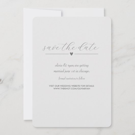 Save The Date Mariage moderne | RÉSERVEZ LA DATE | Argent léger (Dos)