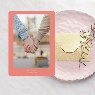 Save The Date Mariage moderne RÉSERVEZ LA DATE Corail foncé