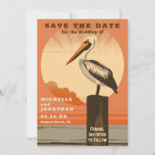 Save The Date Mariage moderne Retro Pelican Beach (Devant)