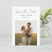 Save The Date Mariage moderne rustique Script élégant budget pho (Debout devant)