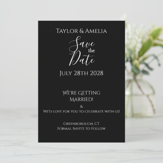 Save The Date Mariage moderne sans photo Enregistrer la date Inv (Debout devant)