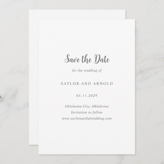Save The Date Mariage moderne Saylor (Devant / Derrière)