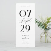 Save The Date Mariage Moderne Simple Chic Noir et Blanc (Debout devant)