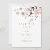 Save The Date Mariage Moderne Simple d'Automne avec Fleurs Séché (Devant)