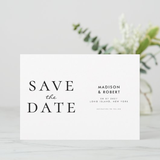 Save The Date Mariage moderne simple Enregistrer la date (Debout devant)