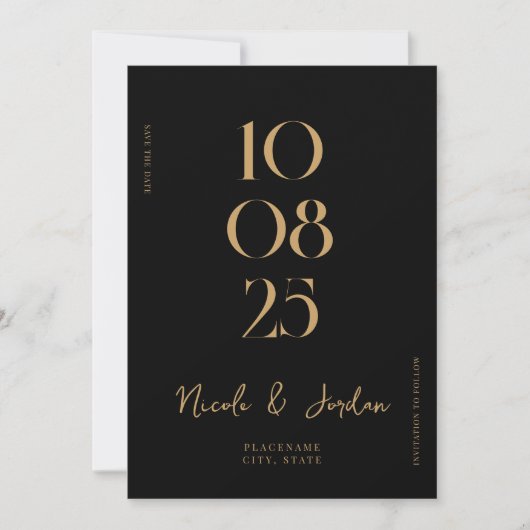 Save The Date Mariage moderne simple et chic (Devant)