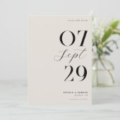 Save The Date Mariage Moderne Simple et Chic Noir et Ivoire (Debout devant)