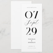 Save The Date Mariage Moderne Simple et Élégant en Noir et Blanc (Devant / Derrière)