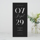 Save The Date Mariage Moderne Simple et Élégant Noir et Blanc (Debout devant)