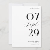 Save The Date Mariage Moderne Simple et Élégant Noir et Blanc (Devant)