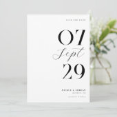 Save The Date Mariage Moderne Simple et Élégant Noir et Blanc (Debout devant)