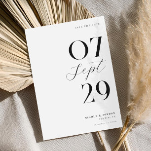 Save The Date Mariage Moderne Simple et Élégant Noir et Blanc