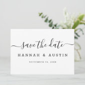 Save The Date Mariage moderne simple noir et blanc élégant (Debout devant)
