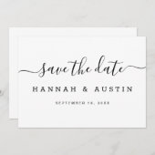 Save The Date Mariage moderne simple noir et blanc élégant (Devant / Derrière)