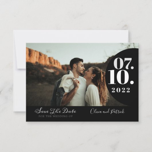 Save The Date Mariage Moderne Simple Photo Noir et Blanc (Devant)